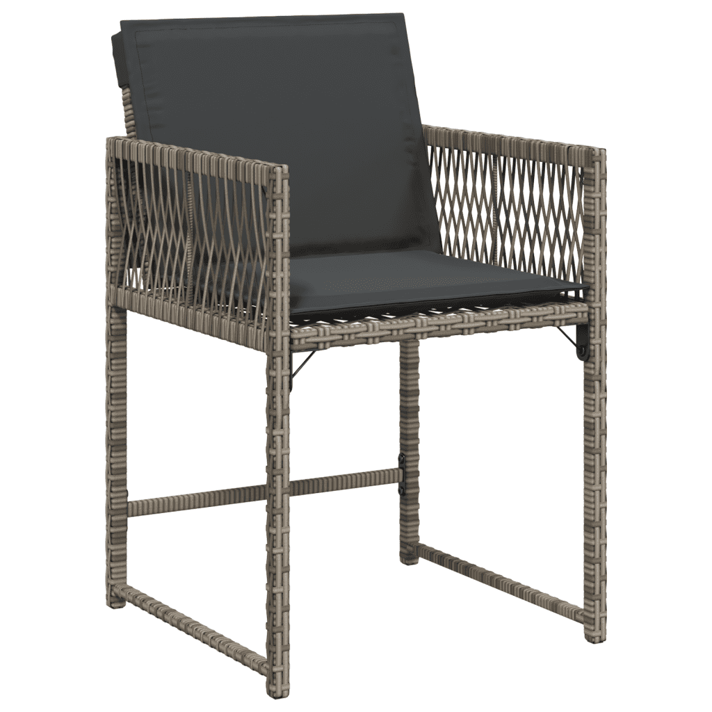 vidaXL 7 Piece Garden Dining Set with Cushions Grey Poly Rattan 3