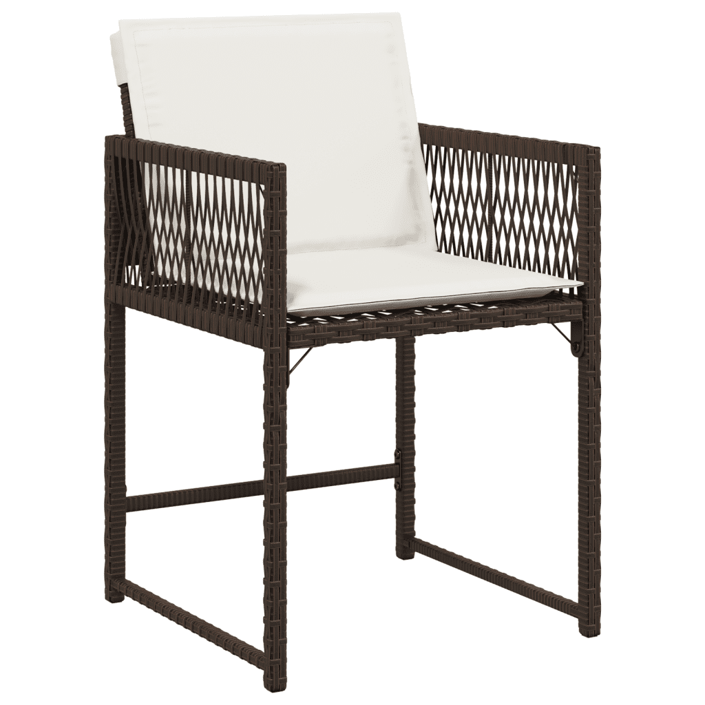 vidaXL 7 Piece Garden Dining Set with Cushions Brown Poly Rattan 3