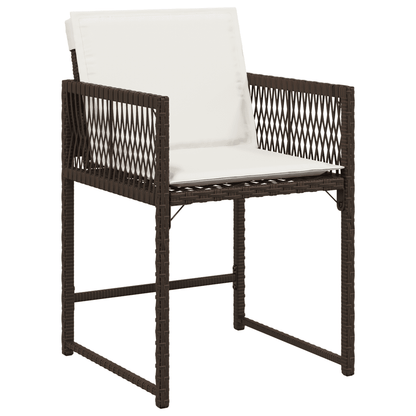 vidaXL 7 Piece Garden Dining Set with Cushions Brown Poly Rattan 3