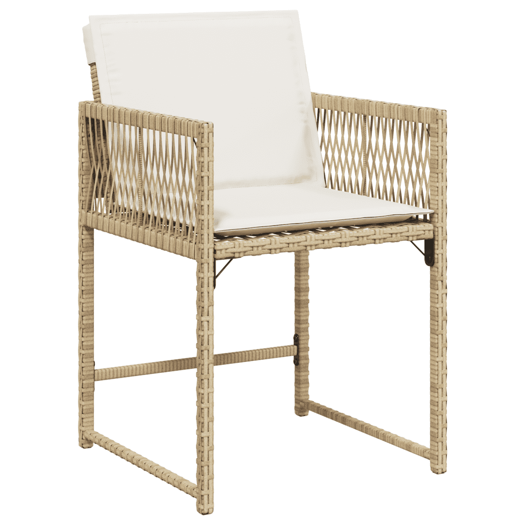 vidaXL 7 Piece Garden Dining Set with Cushions Beige Poly Rattan 3