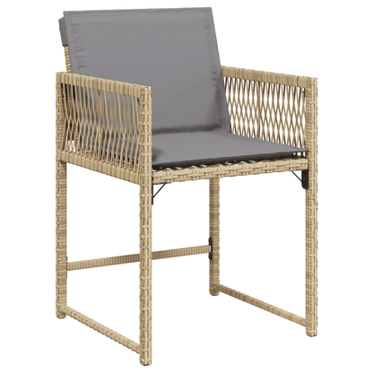vidaXL 7 Piece Garden Dining Set with Cushions Mix Beige Poly Rattan 3