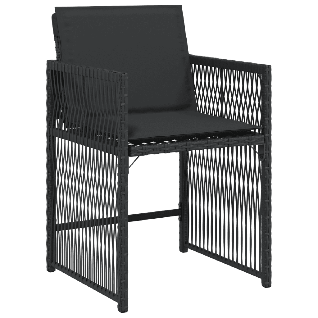 vidaXL 7 Piece Garden Dining Set with Cushions Black Poly Rattan 3