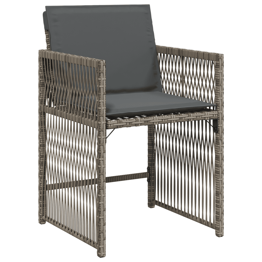 vidaXL 7 Piece Garden Dining Set with Cushions Grey Poly Rattan 3