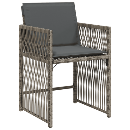 vidaXL 7 Piece Garden Dining Set with Cushions Grey Poly Rattan 3