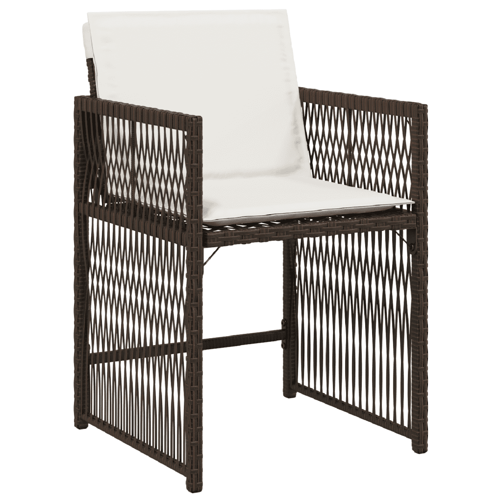 vidaXL 7 Piece Garden Dining Set with Cushions Brown Poly Rattan 3