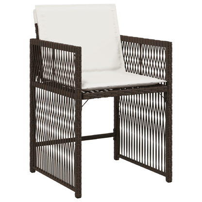 vidaXL 7 Piece Garden Dining Set with Cushions Brown Poly Rattan 3