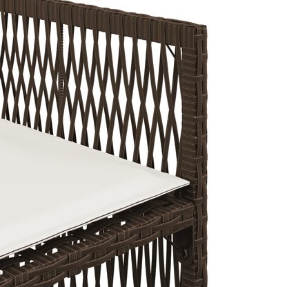 vidaXL 7 Piece Garden Dining Set with Cushions Brown Poly Rattan 5
