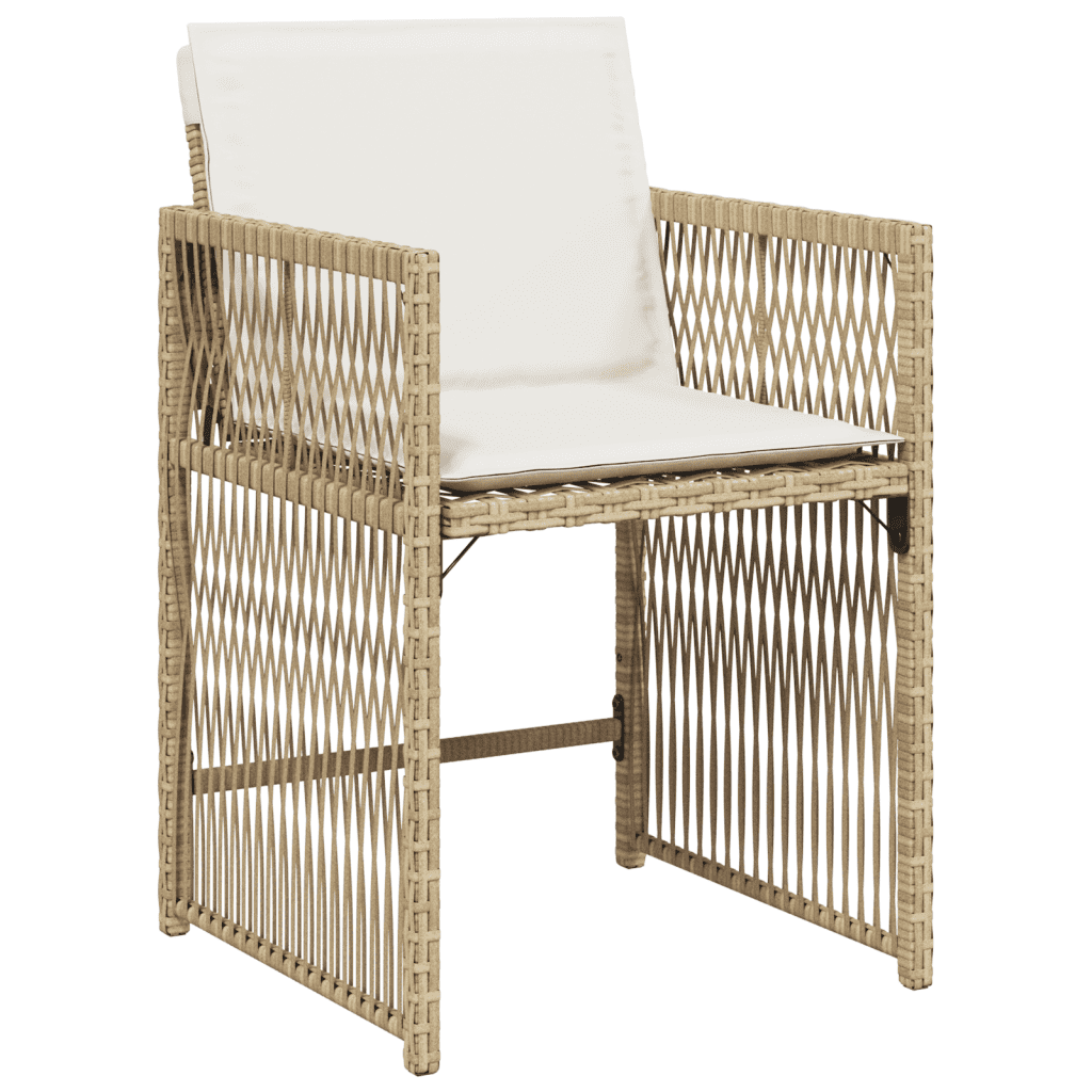 5 Piece Garden Dining Set with Cushions Poly Rattan 4 Beige