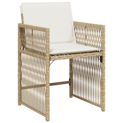 5 Piece Garden Dining Set with Cushions Poly Rattan 4 Beige