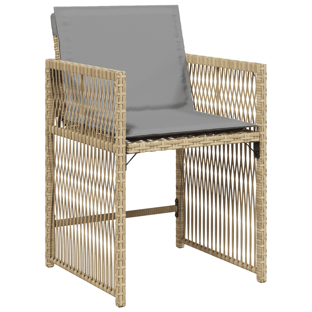 vidaXL 9 Piece Garden Dining Set with Cushions Mix Beige Poly Rattan 4