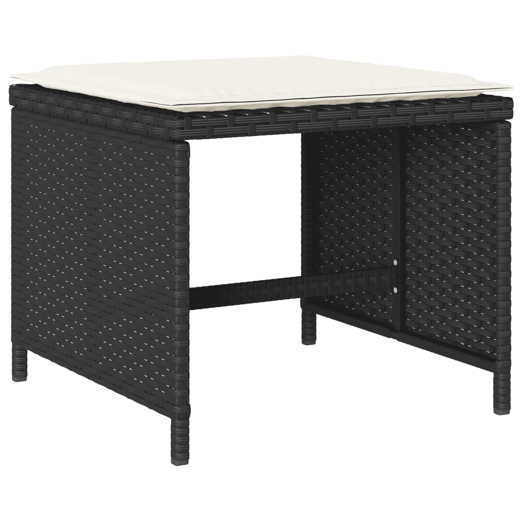 vidaXL 9 Piece Garden Dining Set with Cushions Black Poly Rattan 4