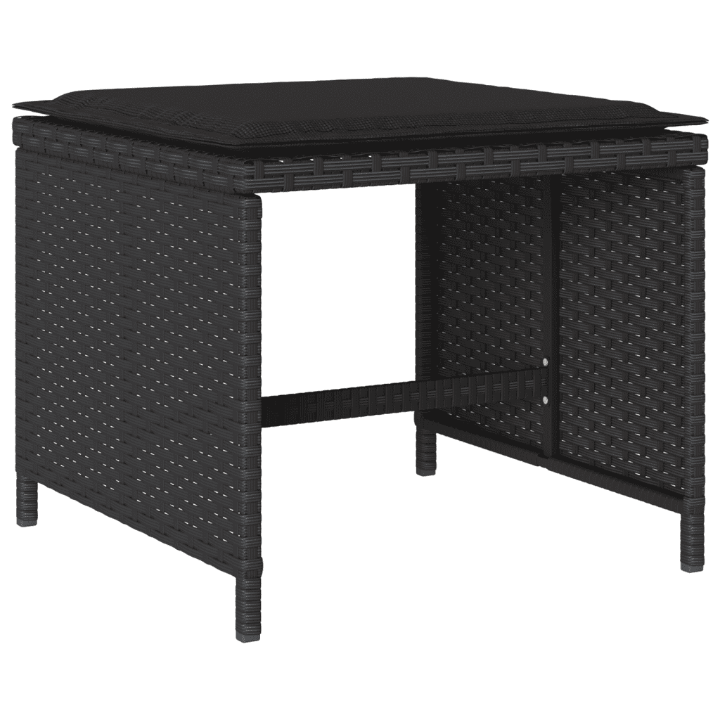 vidaXL 9 Piece Garden Dining Set with Cushions Black Poly Rattan 3