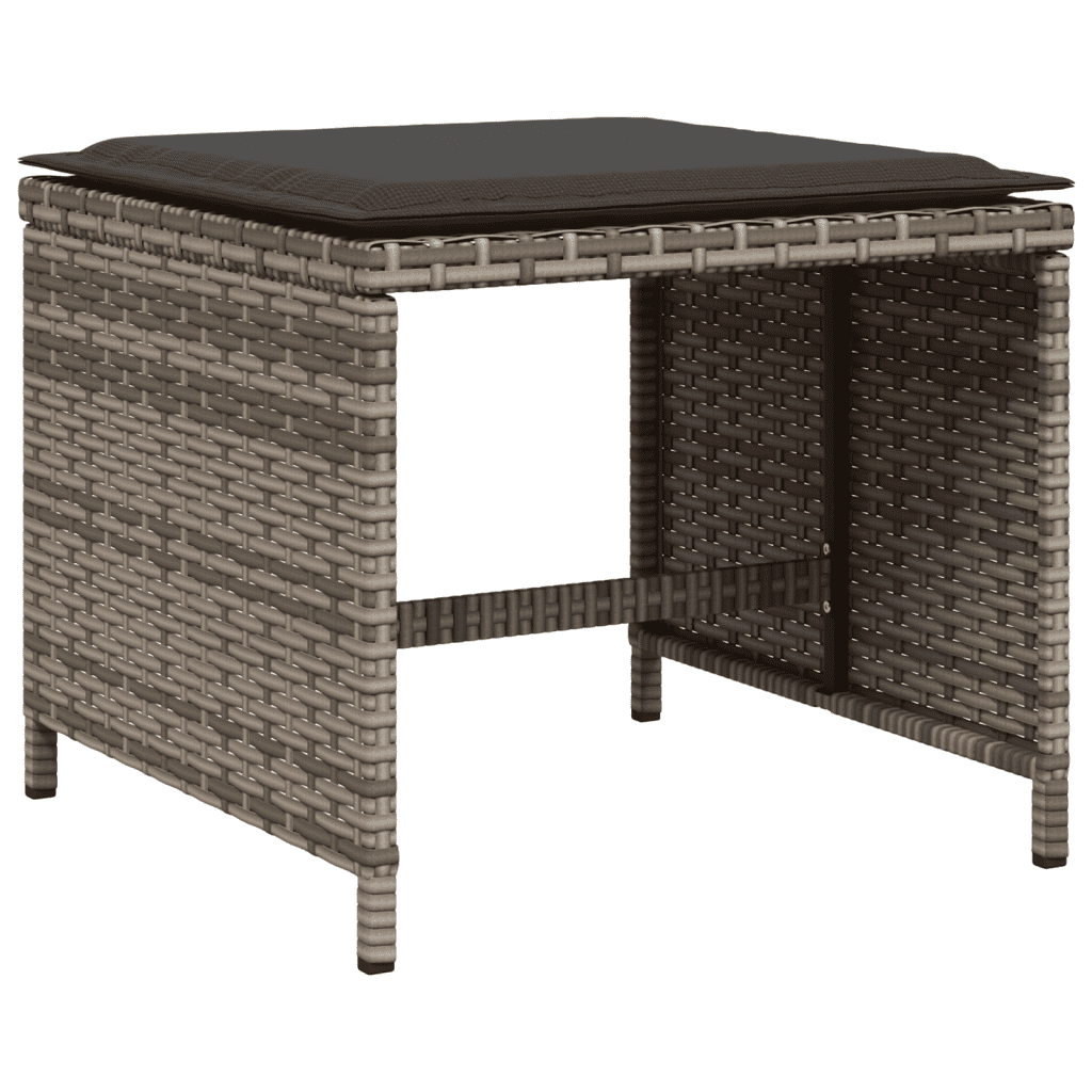 vidaXL 9 Piece Garden Dining Set with Cushions Grey Poly Rattan 3
