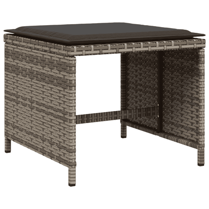 vidaXL 9 Piece Garden Dining Set with Cushions Grey Poly Rattan 3