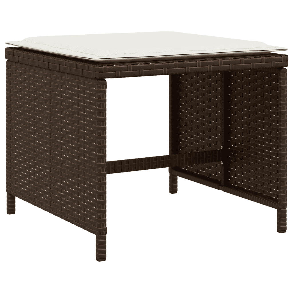 vidaXL 11 Piece Garden Dining Set with Cushions Brown Poly Rattan 3