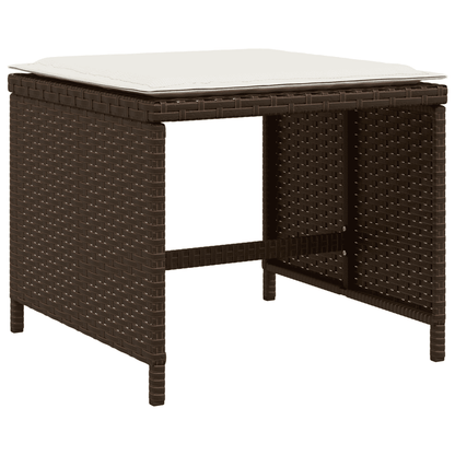 vidaXL 11 Piece Garden Dining Set with Cushions Brown Poly Rattan 3