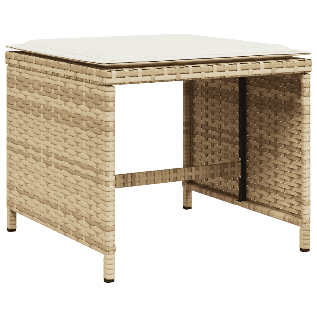 vidaXL 9 Piece Garden Dining Set with Cushions Beige Poly Rattan 3