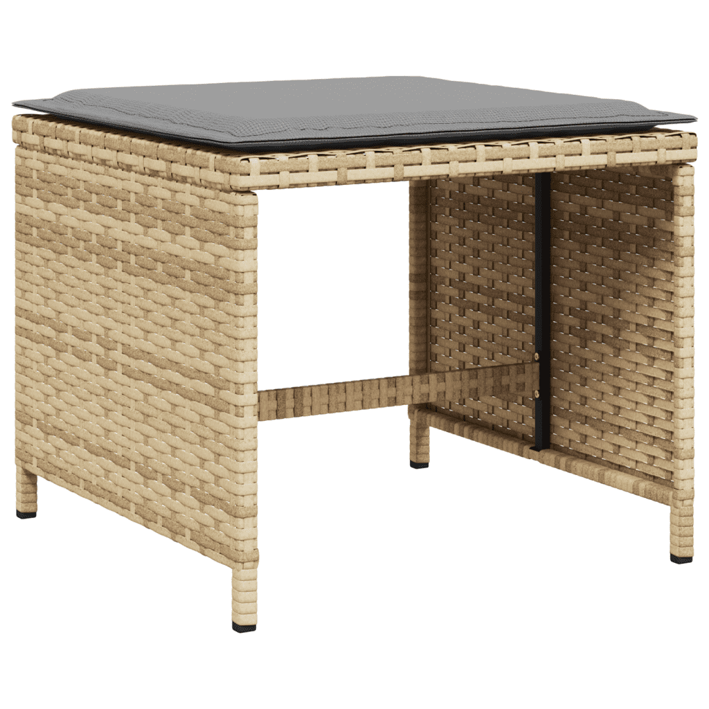 vidaXL 9 Piece Garden Dining Set with Cushions Mix Beige Poly Rattan 3