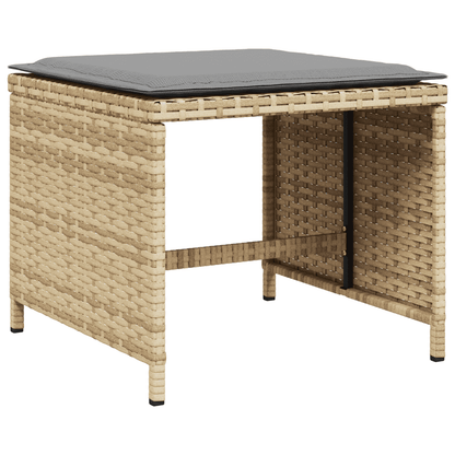 vidaXL 9 Piece Garden Dining Set with Cushions Mix Beige Poly Rattan 3