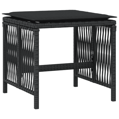 9 Piece Garden Dining Set with Cushions Poly Rattan Glass 8 Black