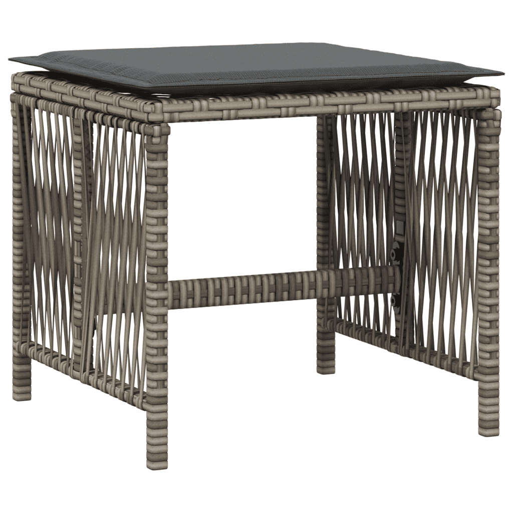 vidaXL 9 Piece Garden Dining Set with Cushions Grey Poly Rattan 3