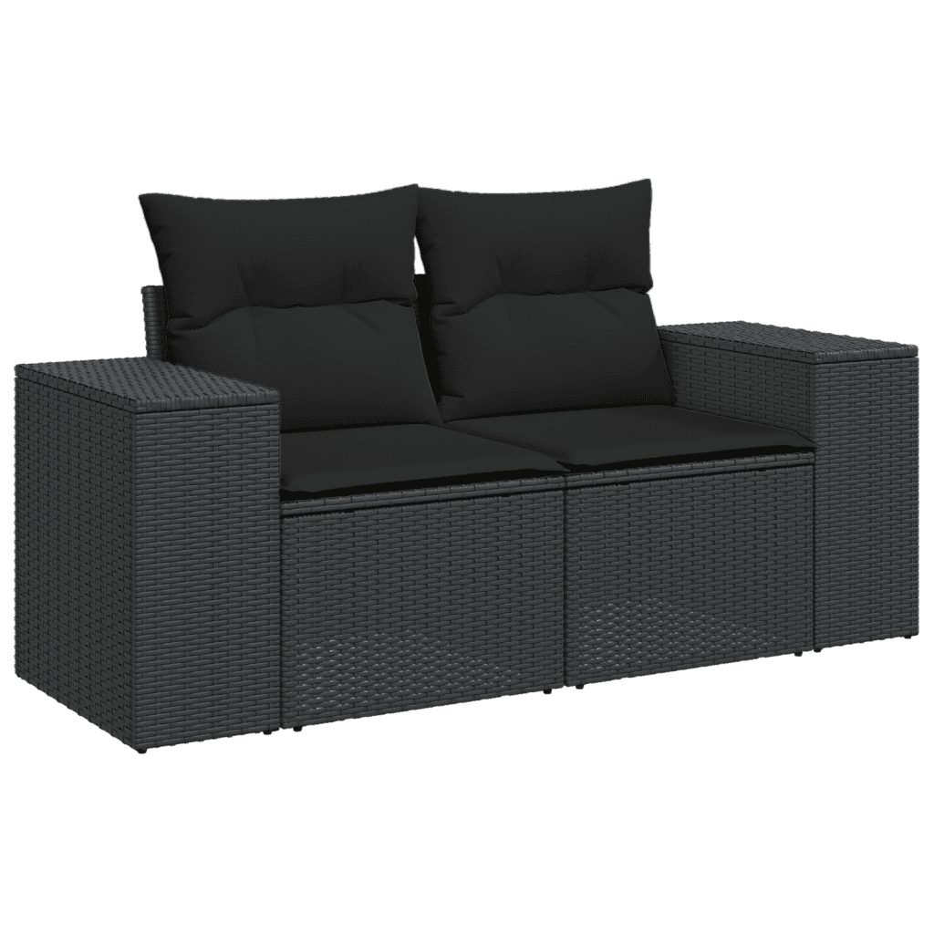 vidaXL 9 Piece Garden Dining Set with Cushions Black Poly Rattan 4