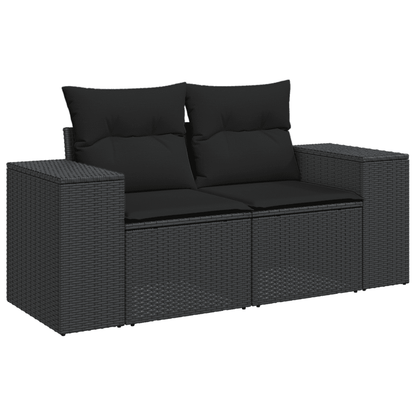 vidaXL 9 Piece Garden Dining Set with Cushions Black Poly Rattan 4