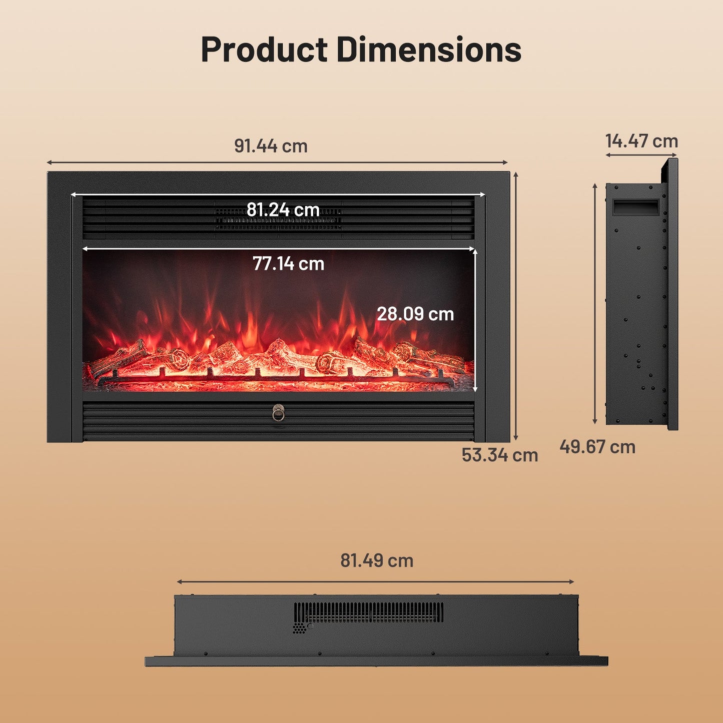 36-Inch Electric Fireplace Insert with Remote Control-36 inch