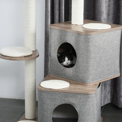 PawHut Multi-Level Cat Tree Tower Activity Center w/ Sisal Carpet Scratching Post