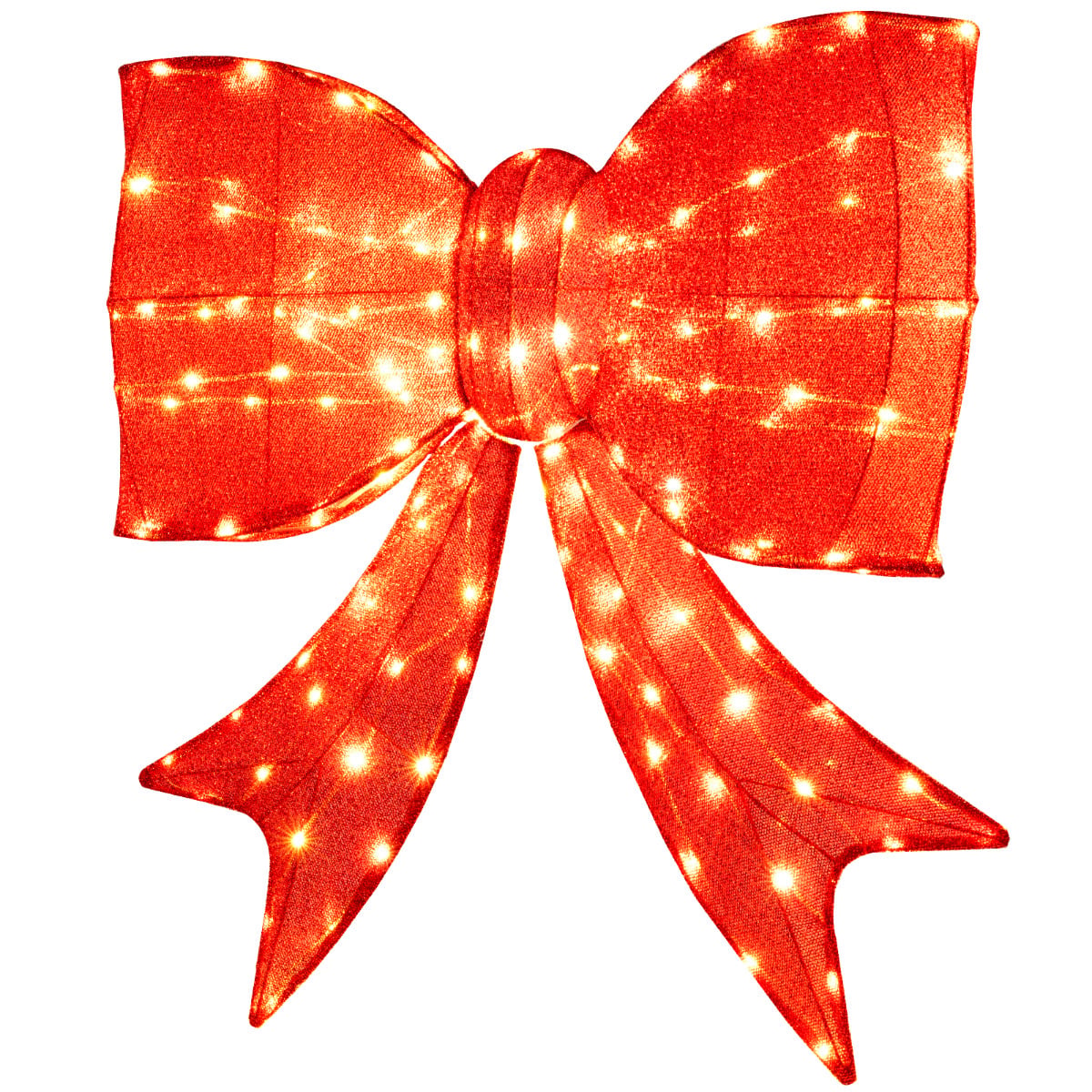 37 inch Lighted Christmas Bow Decoration with 150 Warm White LED Lights and 2 Hanging Rings