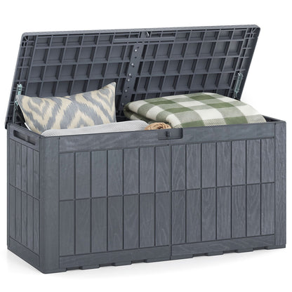 380 L Outdoor Deck Box All-Weather Lockable Storage Bin with Lid and Handles-Grey