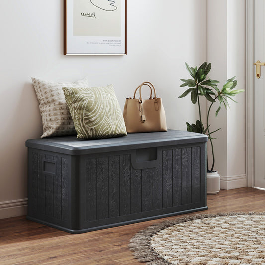 380L Large Waterproof Storage Deck Box for Garden Tools-Grey
