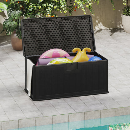 380L Large Waterproof Storage Deck Box for Garden Tools-Black