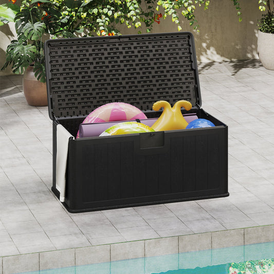 380L Large Waterproof Storage Deck Box for Garden Tools-Black
