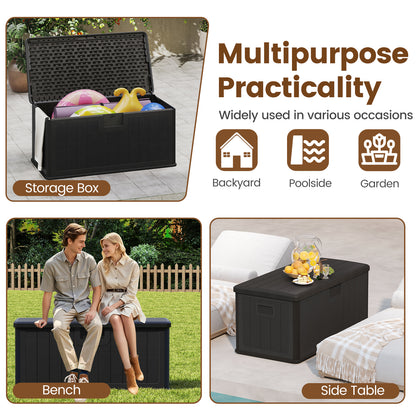 380L Large Waterproof Storage Deck Box for Garden Tools-Black