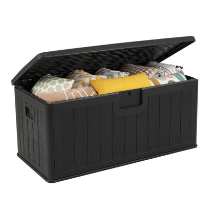 380L Large Waterproof Storage Deck Box for Garden Tools-Black