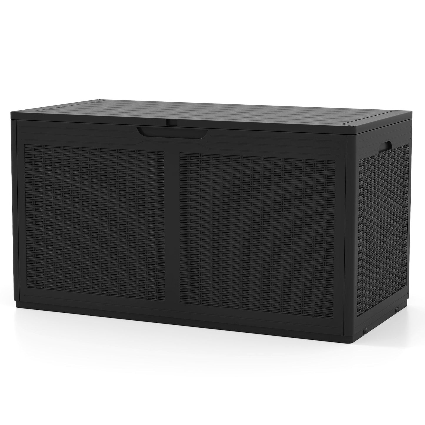 380L Resin Deck Box with Lockable Lid and Wheels-Black