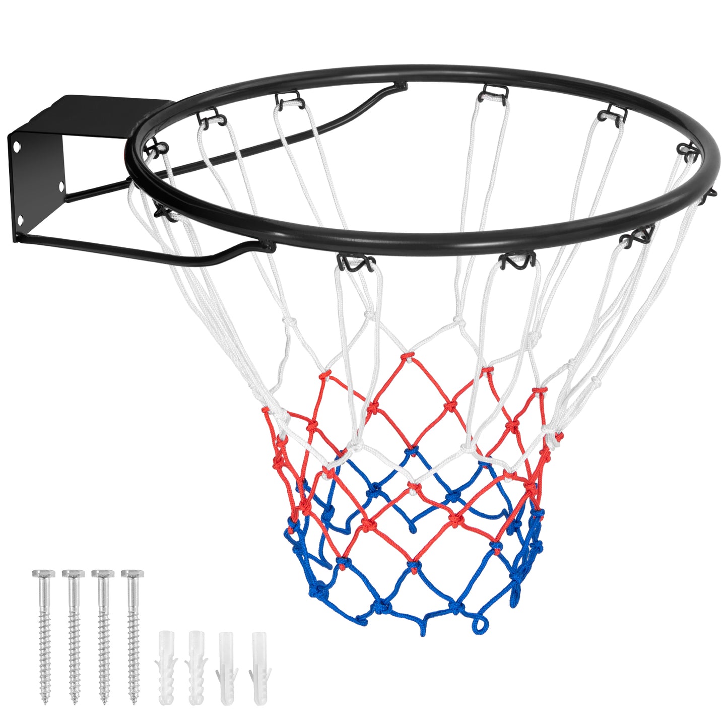 38 cm Heavy Duty Basketball Rim with All Weather Net and Mounting Hardware-Black