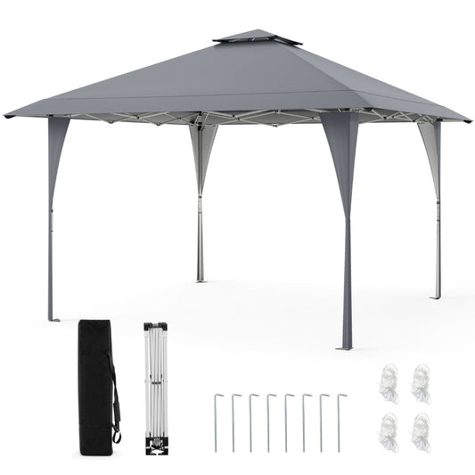 395 x 395 cm Pop up Canopy Tent with Vented Top and 8 Drainage Holes-Grey