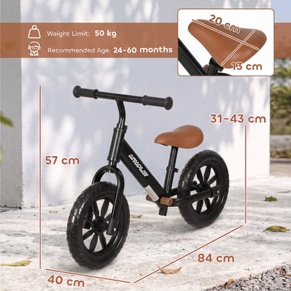 AIYAPLAY 11.2" Balance Bike for 2-5 Years, Toddler Bike with Lighting Wheels, Adjustable Seat & Handlebar, Black