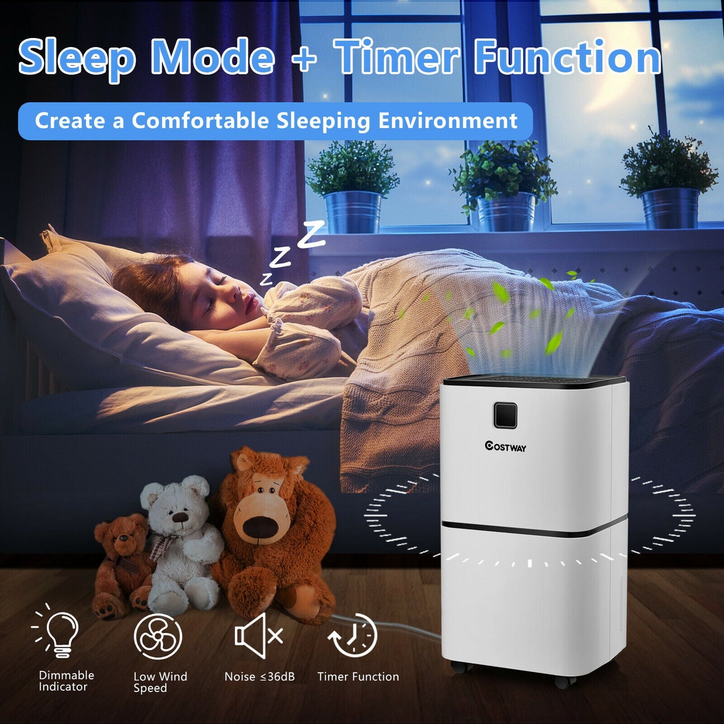 12L Ultra-quiet, Portable, Electric Dehumidifier with 3 Modes