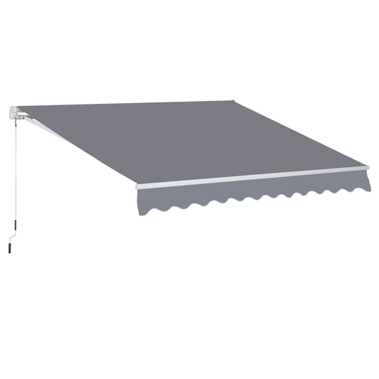 Outsunny 3 x 2.5m Garden Patio Manual Awning Retractable Canopy Sun Shade Shelter with Fittings and Crank Handle Grey