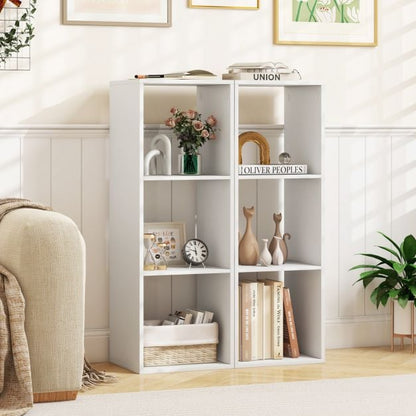 3-Cube Bookshelf Vertical Bookcase Open Storage Organizer-White