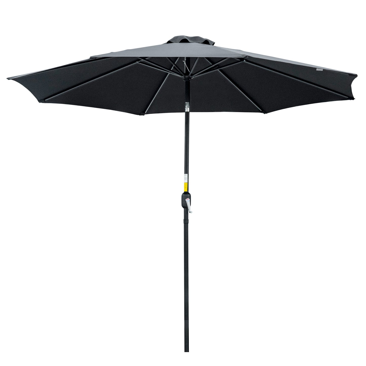 Outsunny 3(m) Parasol ogrodowy z odchylanym parasolem, zewnętrzny parasol przeciwsłoneczny z 8 żebrami, odchylany i korbowy uchwyt na balkon, ławka, ogród, czarny