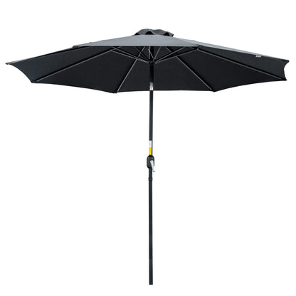 Outsunny 3(m) Parasol ogrodowy z odchylanym parasolem, zewnętrzny parasol przeciwsłoneczny z 8 żebrami, odchylany i korbowy uchwyt na balkon, ławka, ogród, czarny