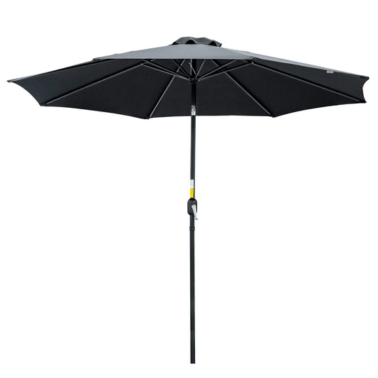 Outsunny 3(m) Parasol ogrodowy z odchylanym parasolem, zewnętrzny parasol przeciwsłoneczny z 8 żebrami, odchylany i korbowy uchwyt na balkon, ławka, ogród, czarny
