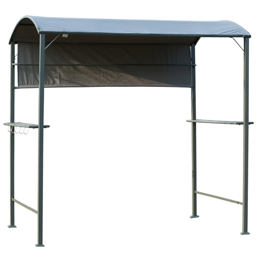 Altana grillowa Outsunny 2,2 x 1,4 m, zadaszenie do grilla zewnętrznego z półkami, wieszakami i metalową ramą, do ogrodu i na patio