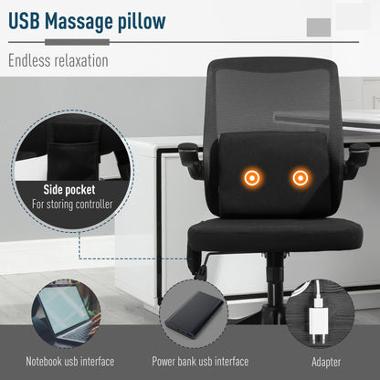 Vinsetto Office Chair 2-Point Massage Executive Ergonomic USB Power Mesh Design 360¡ Swivel with Lumbar Support, Black