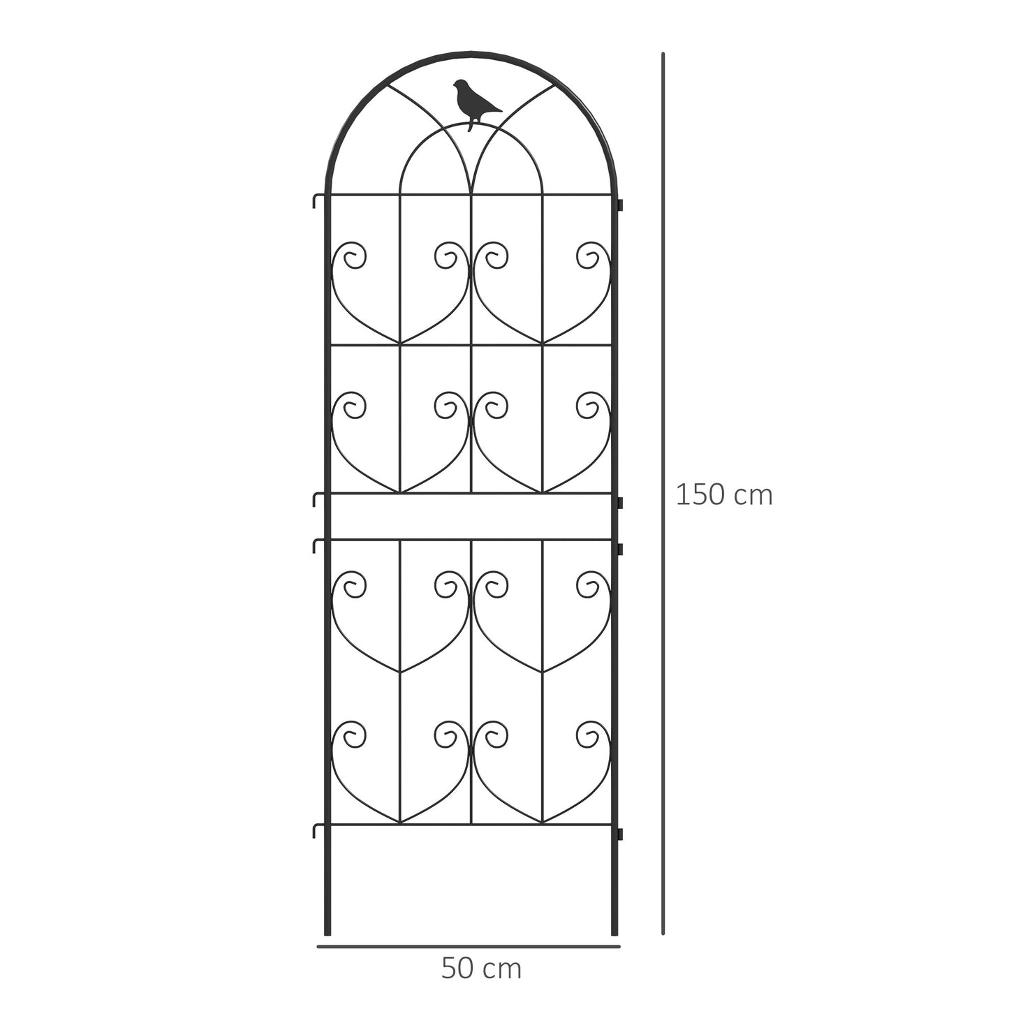 Outsunny Set of 2 Garden Trellis, Metal Fence Panels for Climbing Outdoor Plants, Flowers, 150 x 50cm