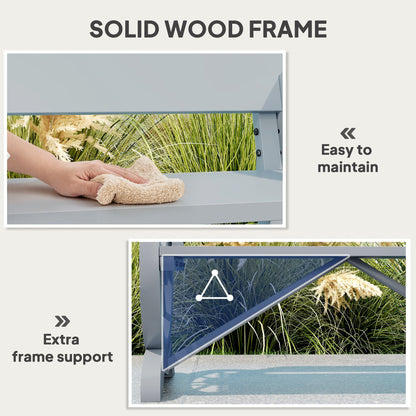 Ławka ogrodowa Outsunny Fir Wood 2-osobowa, koło wozu, szara